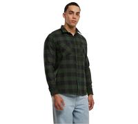 URBAN CLASSICS Camicia in Flanella a Maniche Lunghe da Uomo, Camicia Casual Lunga con Bottoni per Uomo, Vestibilità Regolare, Cotone Flanella, Colore: Nero/Verde, Taglia: S