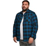 URBAN CLASSICS Camicia in Flanella a Maniche Lunghe da Uomo, Camicia Casual Lunga con Bottoni per Uomo, Vestibilità Regolare, Cotone Flanella, Colore: Nero/Blu, Taglia: XXL