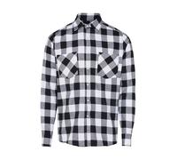 URBAN CLASSICS Camicia in Flanella a Maniche Lunghe da Uomo, Camicia Casual Lunga con Bottoni per Uomo, Vestibilità Regolare, Cotone Flanella, Colore: Nero/Bianco, Taglia: XXL