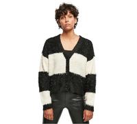 Urban Classics Cardigan da Donna Oversize in Piuma Sweater, Nero/Bianco Sabbia