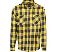 Urban Classics Checked Flannel Shirt Uomo Camicia in Flanella Nero/Giallo XL 100% Cotone Regular