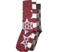Urban Classics Christmas Snowflakes Socks 3-Pack Calzini, Burgundy, 39-42 Unisex-Adulto