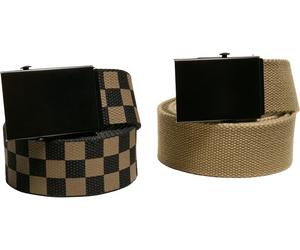Urban Classics Cintura in tela a quadri e tinta unita 2 pezzi oliva/nero L/XL Multicolore