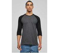 URBAN CLASSICS Maglietta da Uomo con Manica a Tre Quarti, Scollo Totondo, in Cotone, Lunghezza Regolare, Stile Casual, Colore: Grigio/Nero, Taglia: S