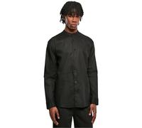 Urban Classics Cotton Linen Stand Up Collar Shirt Camicia, Nero, M Uomo