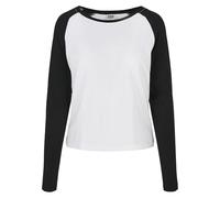 Urban Classics Ladies Contrast Raglan Longsleeve Donna Maglia Maniche Lunghe Bianco/Nero Regular