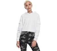Urban Classics Felpa con cappuccio da donna Felpa corta da lavoro da donna con cappuccio da donnaite XS Bianco