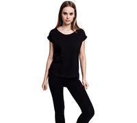 Urban Classics Ladies Long Back Shaped Slub Tee T-Shirt, Nero, L Donna