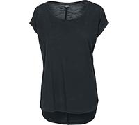 Urban Classics Ladies Long Back Shaped Slub Tee T-Shirt, Nero, X-Large Donna