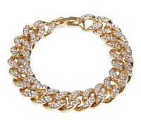 Urban Classics Diamante Braccialetto Gourmette Pietre di Strass Oro Hipster