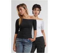 Urban Classics Donna Asym organicometric Rib Tee 2-Pack TB7096A XL Nero
