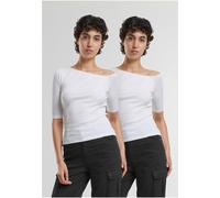 Urban Classics Donna Asym organicometric Rib Tee 2-Pack TB7096A XXL Bianco