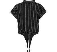 Urban Classics Donna Camicetta strutturata con lacci a righe TB7474 3XL Nero