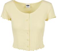 Urban Classics Donna Cropped Button Up Rib Tee Softyellow 5XL Giallo