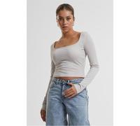 Urban Classics Glitter Square Neck Long Sleeve Top Grigio M Donna