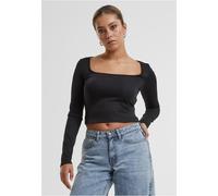 Urban Classics Donna Glitter Collo Quadrato Longsleeve TB6996 S Nero