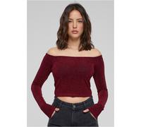 Urban Classics Donna Off Shoulder Glitter Longsleeve TB6125 3XL Rosso