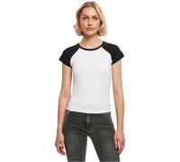Urban Classics Maglietta da donna Donna Maglietta da donna biologica elasticizzata corta retrò Basepalla Tee White/Nero 4XL Bianco