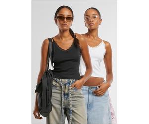 Urban Classics Donna Top in pizzo con scollo a V 2 pezzi TB7514A 3XL Nero