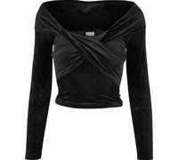 Urban Classics Donna Velluto a coste incrociate fuori spalla Longsleeve XXL Nero
