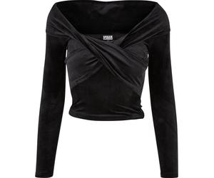 Urban Classics Donna Velluto a coste incrociate fuori spalla Longsleeve XXL Nero