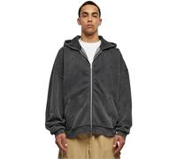 Urban Classics Felpa con Cappuccio da Uomo Heavy Stone Washed 90's Zip, Nero, 5XL