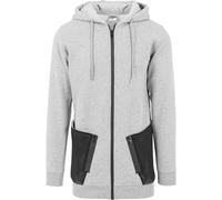 Urban Classics Felpa con Cappuccio da Uomo Long Peached Tech Zip, Multicolore (Gry/Blk 119), S