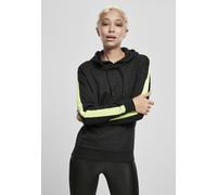 Urban Classics Felpa con cappuccio Donna Neon Felpa con cappuccio a strisce sulla spalla Nero/Elettriclime XS Nero