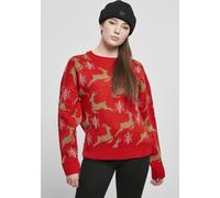 Urban Classics Felpa da donna Felpa da donna Oversized Christmas Sweater Red/Gold S Rosso