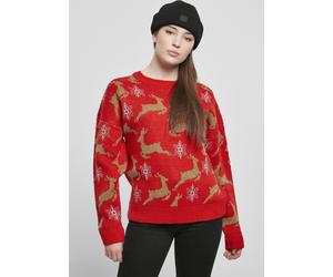 Urban Classics Felpa da donna Felpa da donna Oversized Christmas Sweater Red/Gold S Rosso