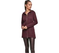 URBAN CLASSICS Felpa Lunga con Cappuccio da Donna, Cardigan Lungo con Zip a Coulisse, Felpa da Donna a Maniche Lunghe con Tasche, Maglione con Cappuccio, Colore redwine, taglia M