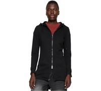 URBAN CLASSICS Felpa Lunga con Cappuccio da Donna, Cardigan Lungo con Zip a Coulisse, Felpa da Donna a Maniche Lunghe con Tasche, Maglione con Cappuccio, Colore nero, taglia 4XL