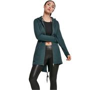 URBAN CLASSICS Felpa Lunga con Cappuccio da Donna, Cardigan Lungo con Zip a Coulisse, Felpa da Donna a Maniche Lunghe con Tasche, Maglione con Cappuccio, Colore bottlegreen, taglia XXL