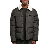 Urban Classics Giacca Camicia Imbottita con Colletto Sherpa, Nero, XL Uomo