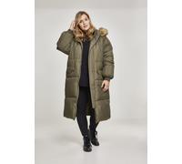 Urban Classics Giacca da donna Donna Oversize Faux Fur Puffer Coat Darkolive/Beige XL Verde