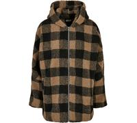 Urban Classics Giacca da donna Giacca con cappuccio Oversized Check Sherpa Softtaupe/Nero XXL Beige