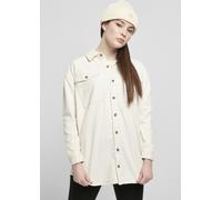 Urban Classics Giacca da donna Ladies Long Corduroy Overshirt Whitesand 4XL Bianco