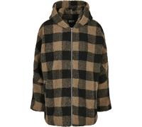 Urban Classics Giacca da donna Giacca con cappuccio Oversized Check Sherpa Softtaupe/Nero L Beige