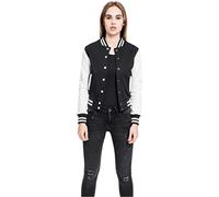 Urban Classics Ladies 2-Tone College Sweatjacket Giacca Sportiva, Multicolore (Blk/Wht), 3XL Donna