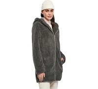 URBAN CLASSICS Giacca per Donna in Sherpa con Cappuccio, Cappotto Lungo dal Taglio Oversize, Chiusura a Zip, Diversi Colori Disponibili, Taglie XS - 5XL