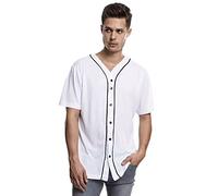 URBAN CLASSICS Giacca Uomo Baseball Estiva, Cassacca da Baseball Traspirante, Giacca Sportiva con Bottoni a Pressione, Colore bianco/nero, Taglia XXL