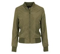 Urban Classics Giubbotto Bomber Light da Donna, Polsini a Coste, Cerniera, Tasche Olive S