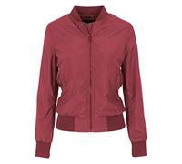 URBAN CLASSICS Giubbotto Bomber da Donna con Polsini a Coste, Giacca a Vento Leggera, Giubbottino Bomber a Maniche Lunghe con Cerniera e Tasche, Colore: Burgundy, Taglia: XS