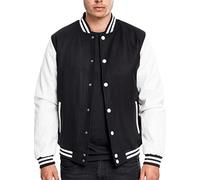 URBAN CLASSICS Giubbotto Bomber da Uomo con Polsini a Coste, Giacca Mezza Stagione, Giubbottino Bomber a Maniche Lunghe in Similpelle, Taglie: XS - 5XL