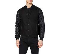 URBAN CLASSICS Giubbotto Bomber da Uomo con Polsini a Coste, Giacca Mezza Stagione, Giubbottino Bomber a Maniche Lunghe in Similpelle, Taglie: XS - 5XL
