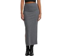 Urban Classics Gonna da Donna Rib High Slit, Maxi Gonna con Fessura, Lunghezza 7/8, Slim Fit, Grigio Scuro, X-Small