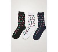 Urban Classics Grumpy Santa Christmas Socks 3-Pack Black/Navy/White EUR 40 Multicolore