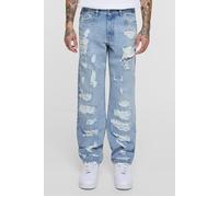 Urban Classics Heavy Ounce Straight Fit Heavy Destroyed Jeans New Light Blu Taglia: 30 | Jeans straight fit Outlet | Uomo |