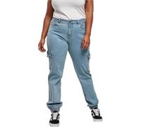 Urban Classics Pantaloni cargo da donna in denim biologico elasticizzato Clearblue Bleached 29 Blu