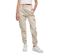 Urban Classics Jeans Cargo Donna Militare Vita Alta, Elastici alle caviglie, Tasche Laterali XS-5XL